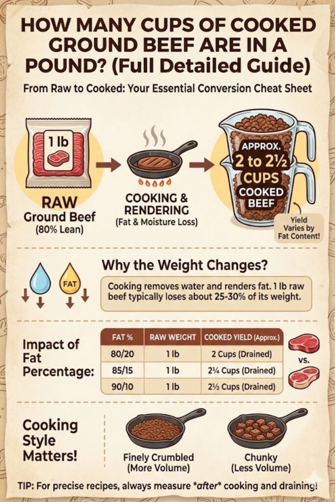 How Many Cups of Cooked Ground Beef Are in a Pound? (Full Detailed Guide)