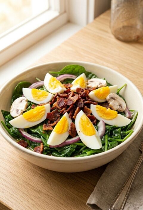 Pioneer Woman Spinach Salad with Warm Bacon Dressing Recipe